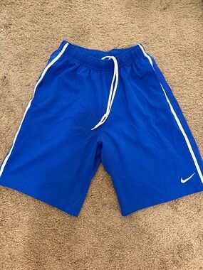 Nike Men’s Bright Blue Athletic Shorts with White Trim